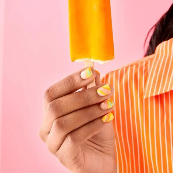 💛🧡HP🧡💛 imPRESS Design Ice Cream Snow Vanilla NIB Set of 30 Press On Nails - Picture 4 of 7